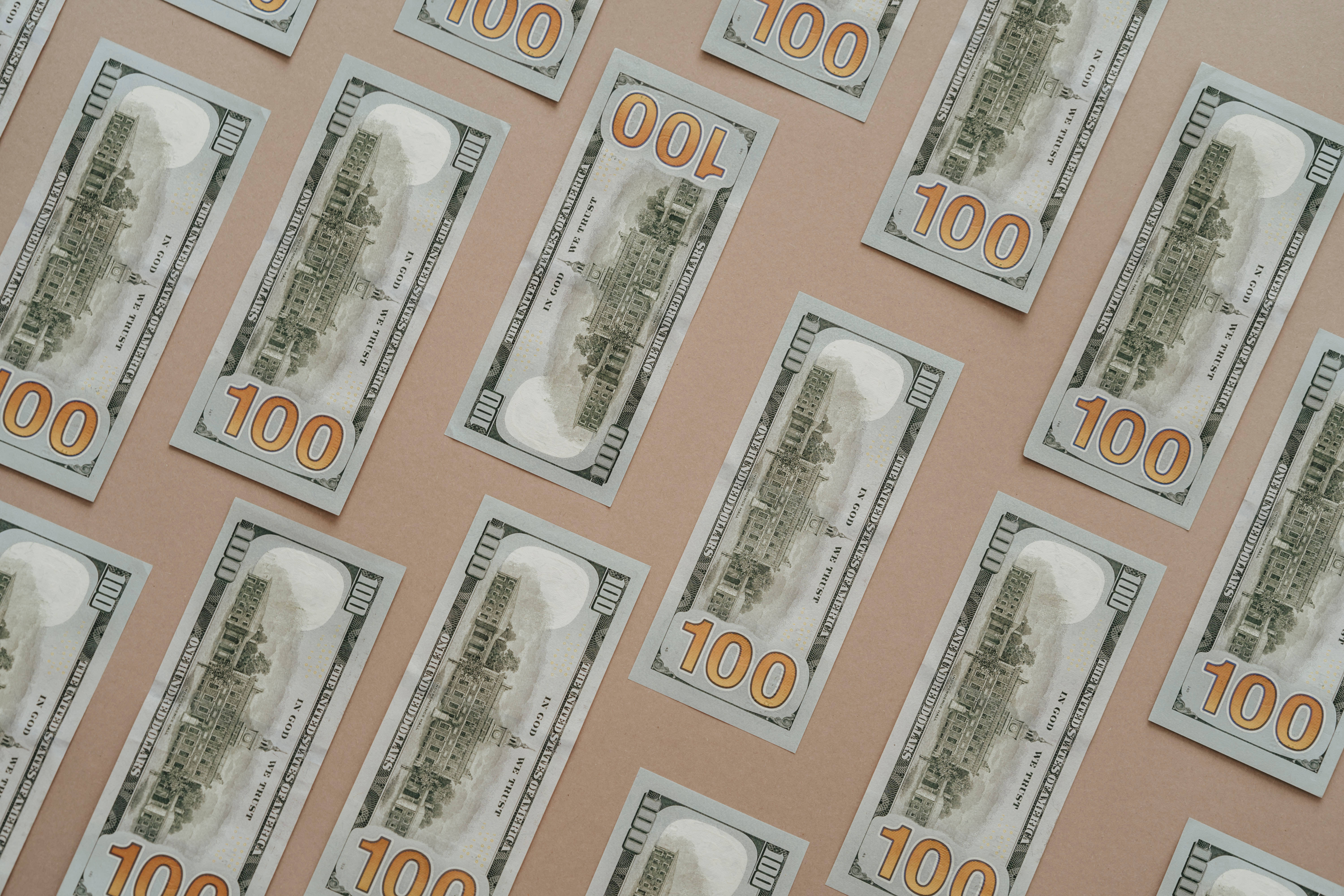 Money Background One Hundred Dollar Bills Diagonal Background