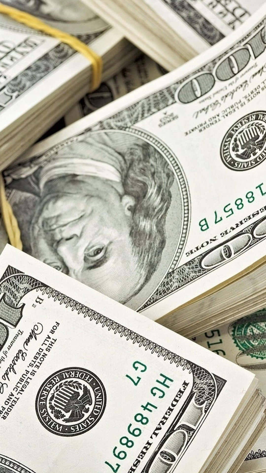 Enbunke Amerikanske Dollarsedler Med Et Ansigt På Dem. Wallpaper