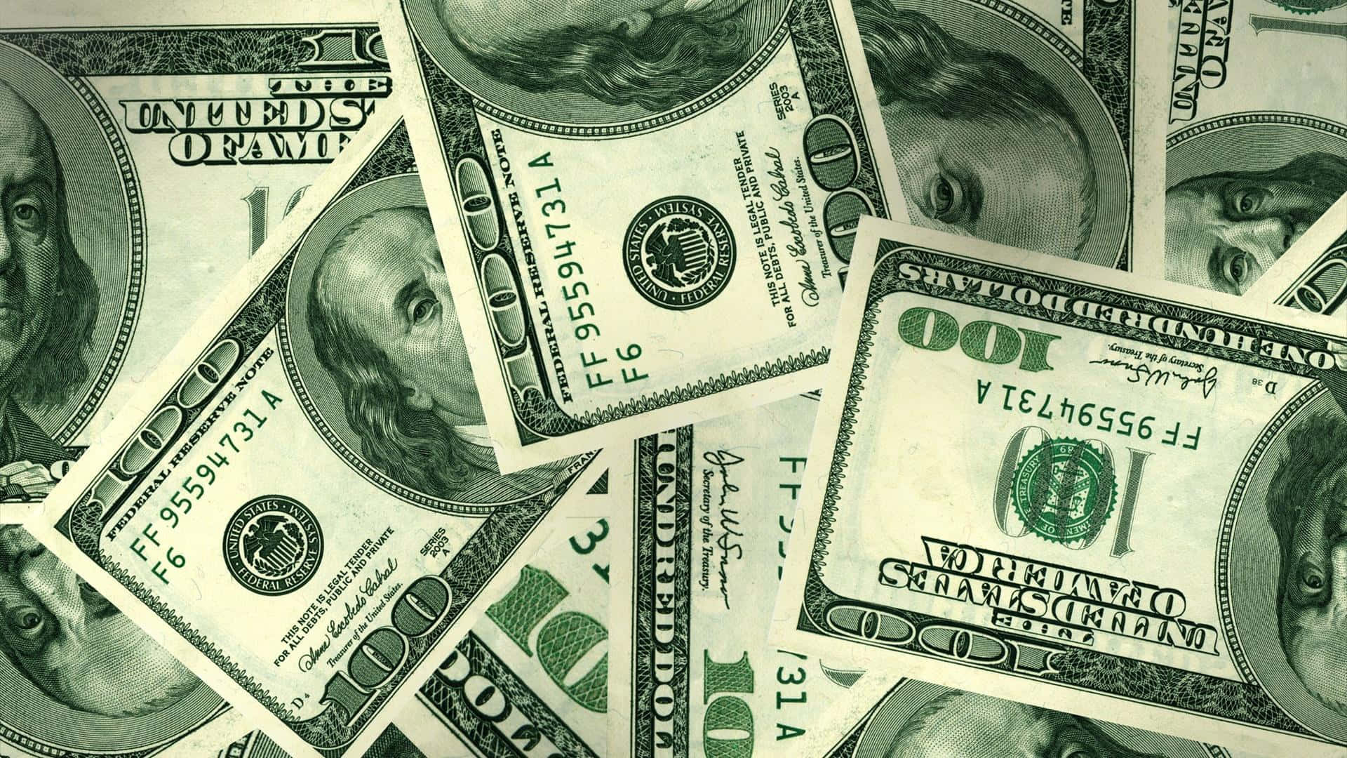 Bolsade Dinero Con Billetes Estadounidenses De Cien Dólares. Fondo de pantalla