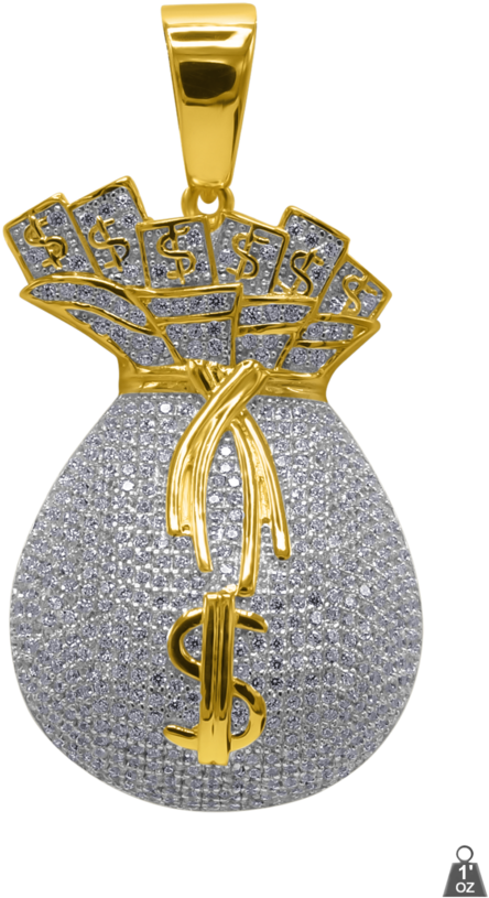 Money Bag Diamond Pendant Design PNG