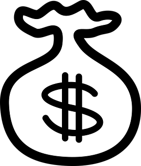 Money Bag Icon Blackand White PNG