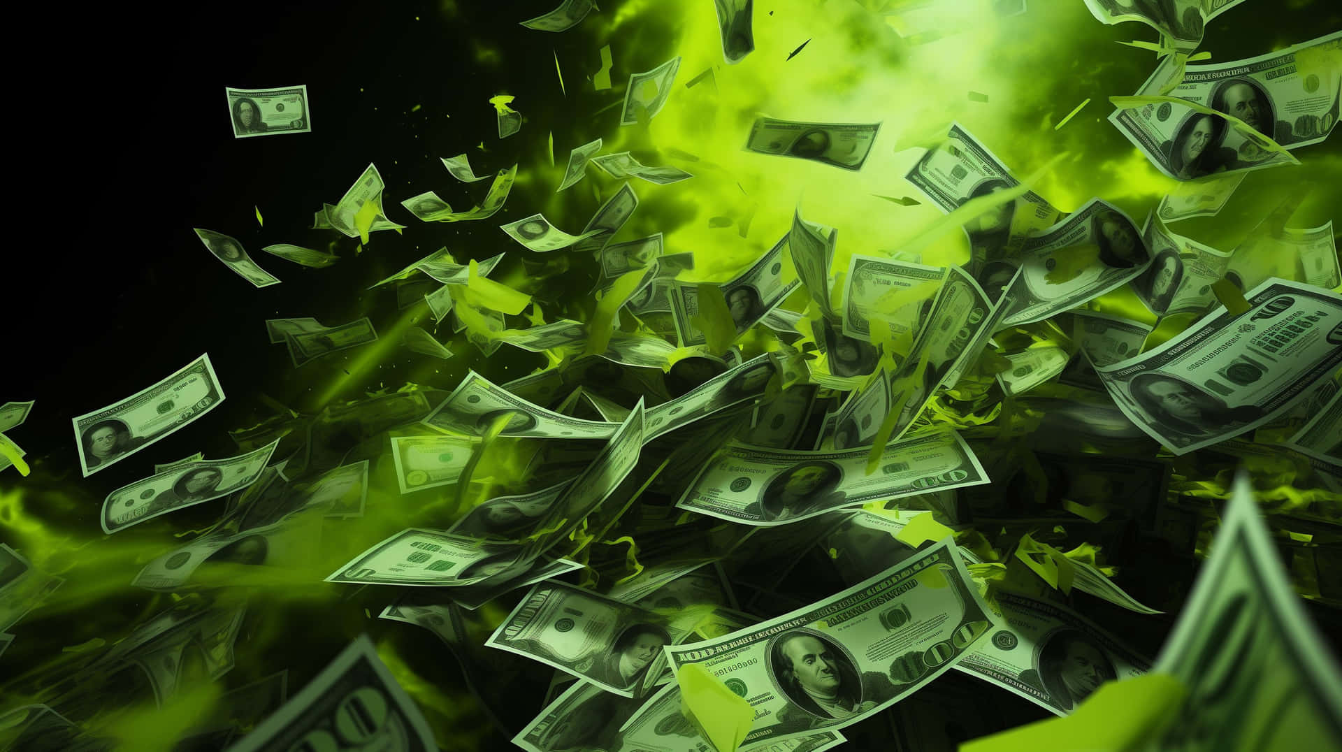 Download Money Explosion Green Haze Wallpaper | Wallpapers.com