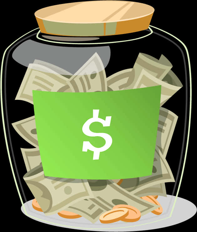 Money Jar Fullof Cash Illustration PNG