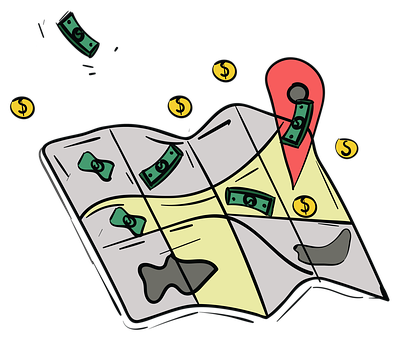 Money Map Location Finance Concept PNG