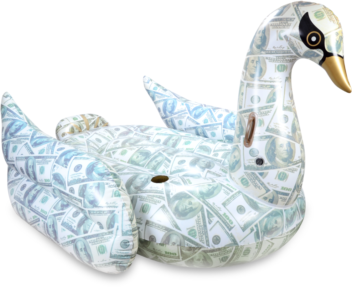 Download Money Printed Swan Pool Float | Wallpapers.com