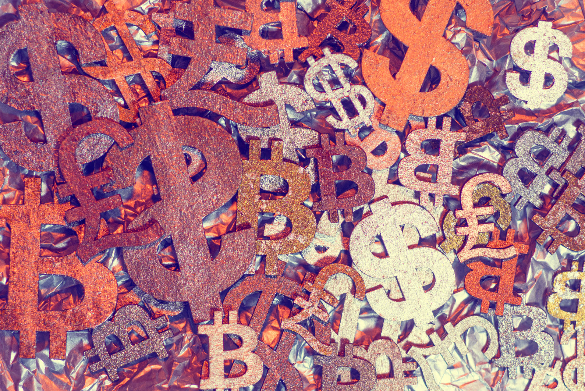 Umcolagem De Bitcoins E Outros Símbolos De Moeda Papel de Parede