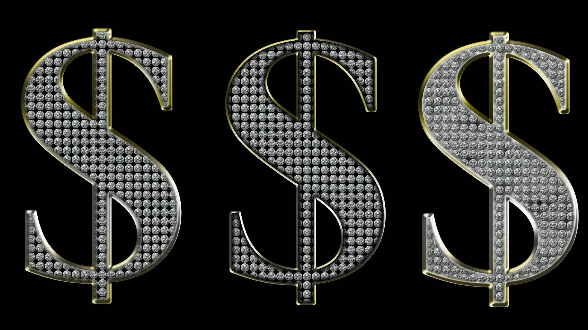 Three Dollar Signs On A Black Background Wallpaper