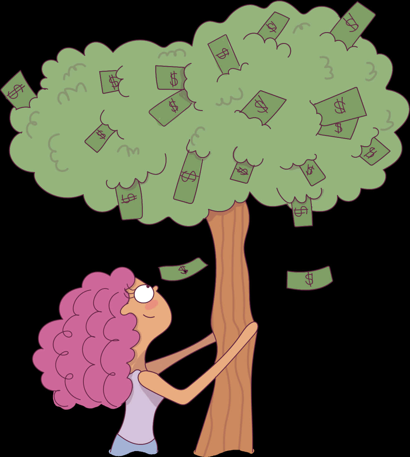 Money Tree Cartoon Illustration PNG