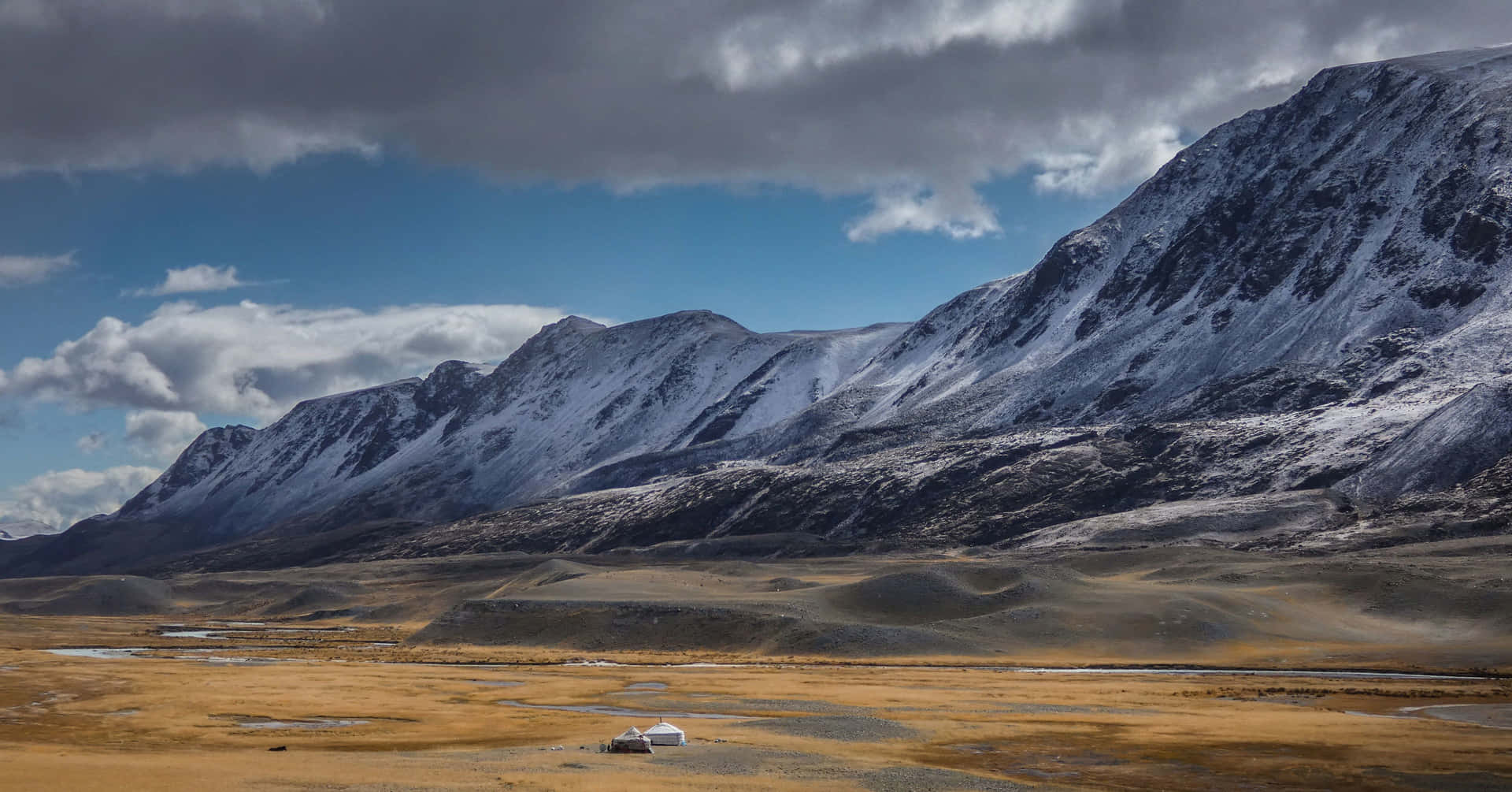 View of The Flinstone-Like Yurts of Mongolian Steppe.