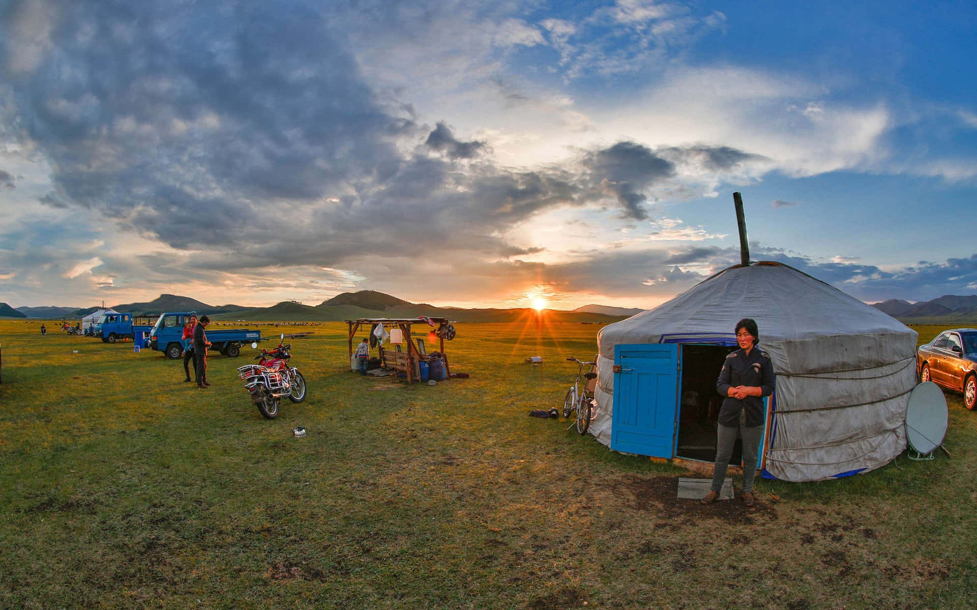 Traditional Mongolian lifestyle, a nomadic people living in the steppes of Central Asia.