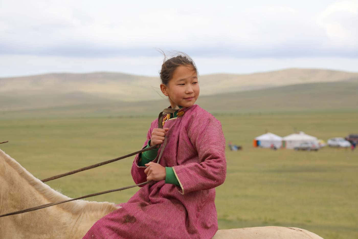 Mongols Modern Woman Landscape Picture