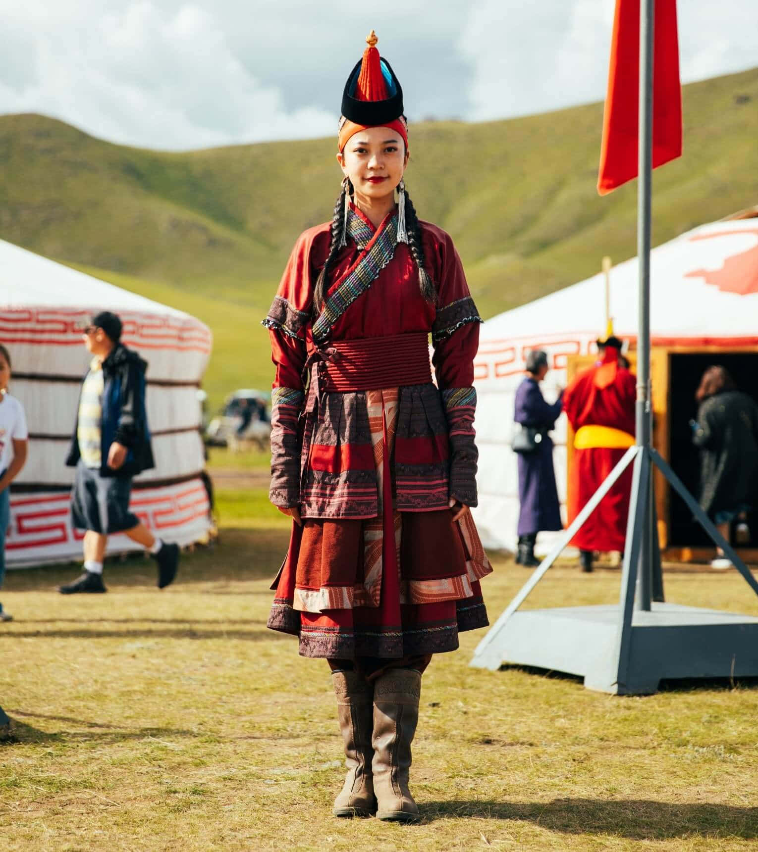 Immaginedell'abbigliamento Tradizionale Della Donna Mongola
