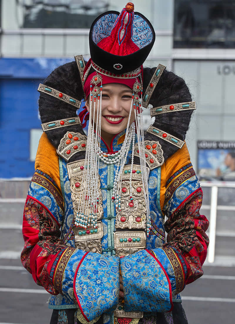 Mongols Mongolian Woman National Costume Picture