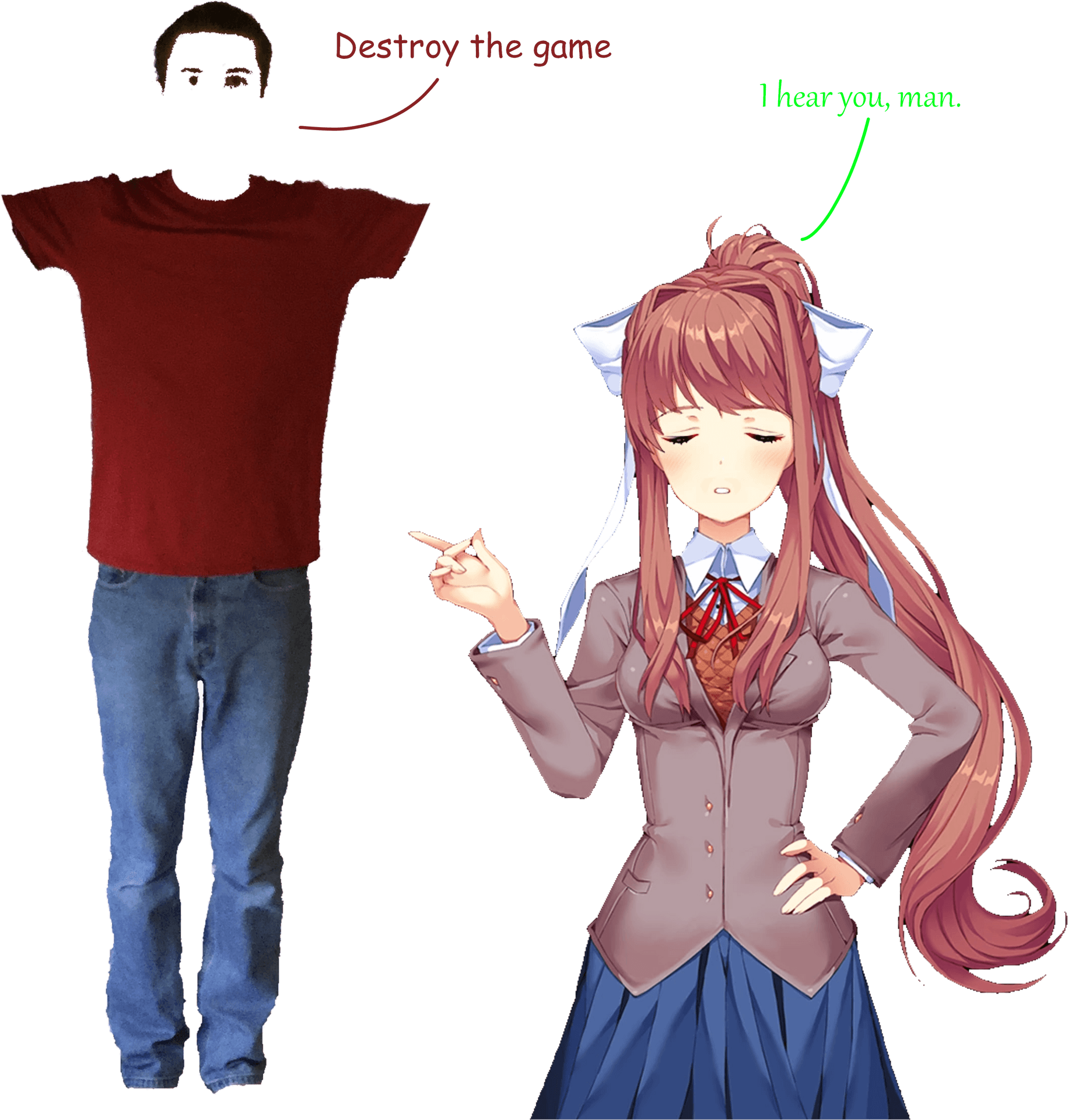 Monika Interacting With Invisible Character D D L C PNG