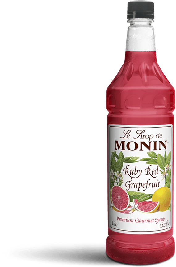Monin Ruby Red Grapefruit Syrup Bottle PNG