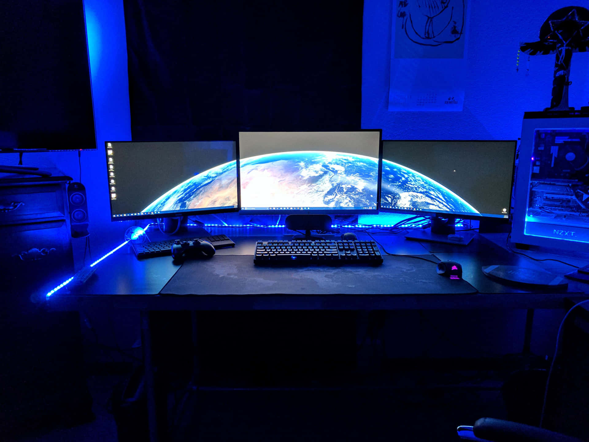 Brightly lit monitor against a dark background