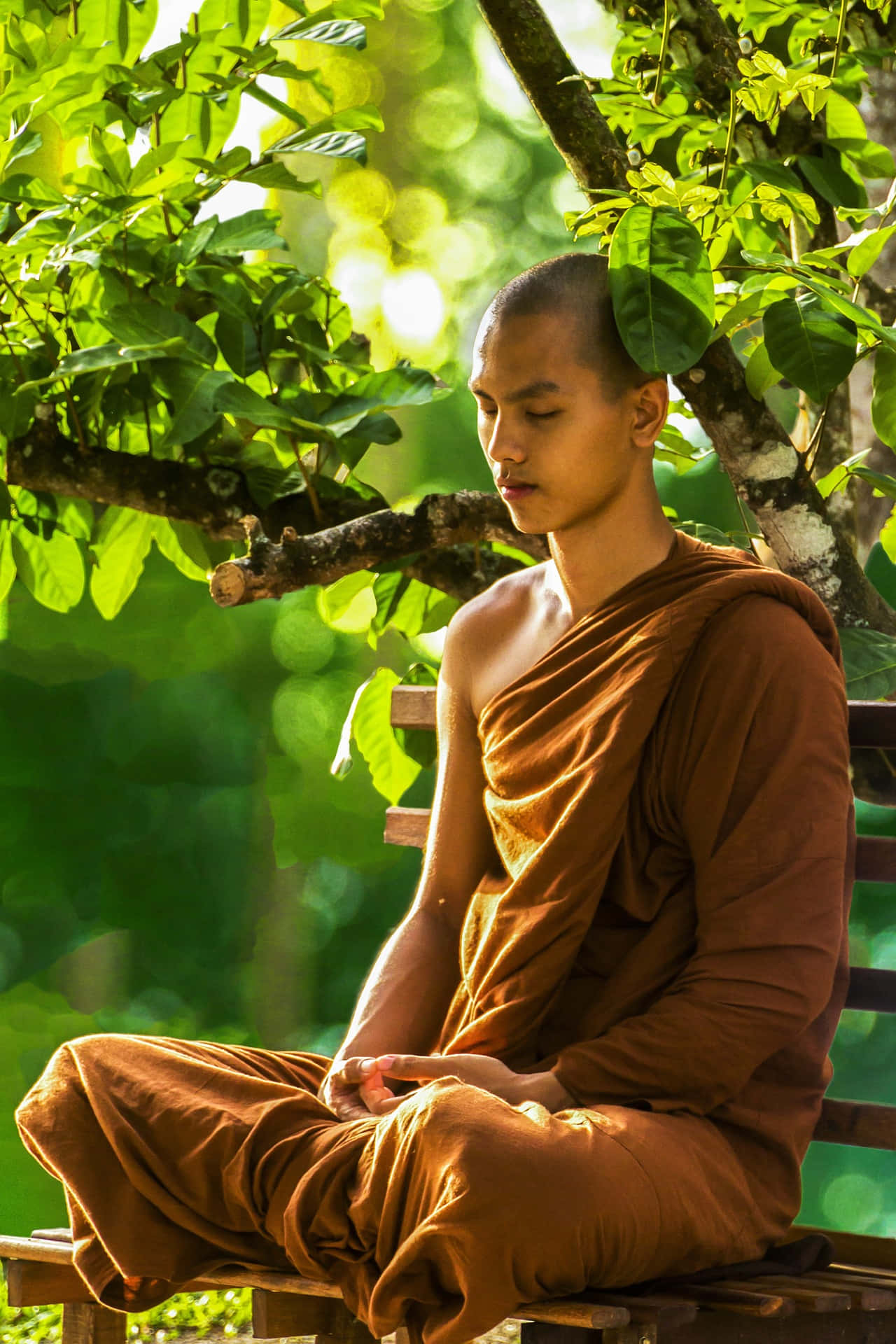 Monk Practicing Mindfulness Wallpaper