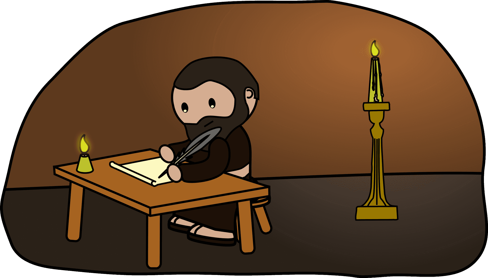 Monk Writingby Candlelight PNG
