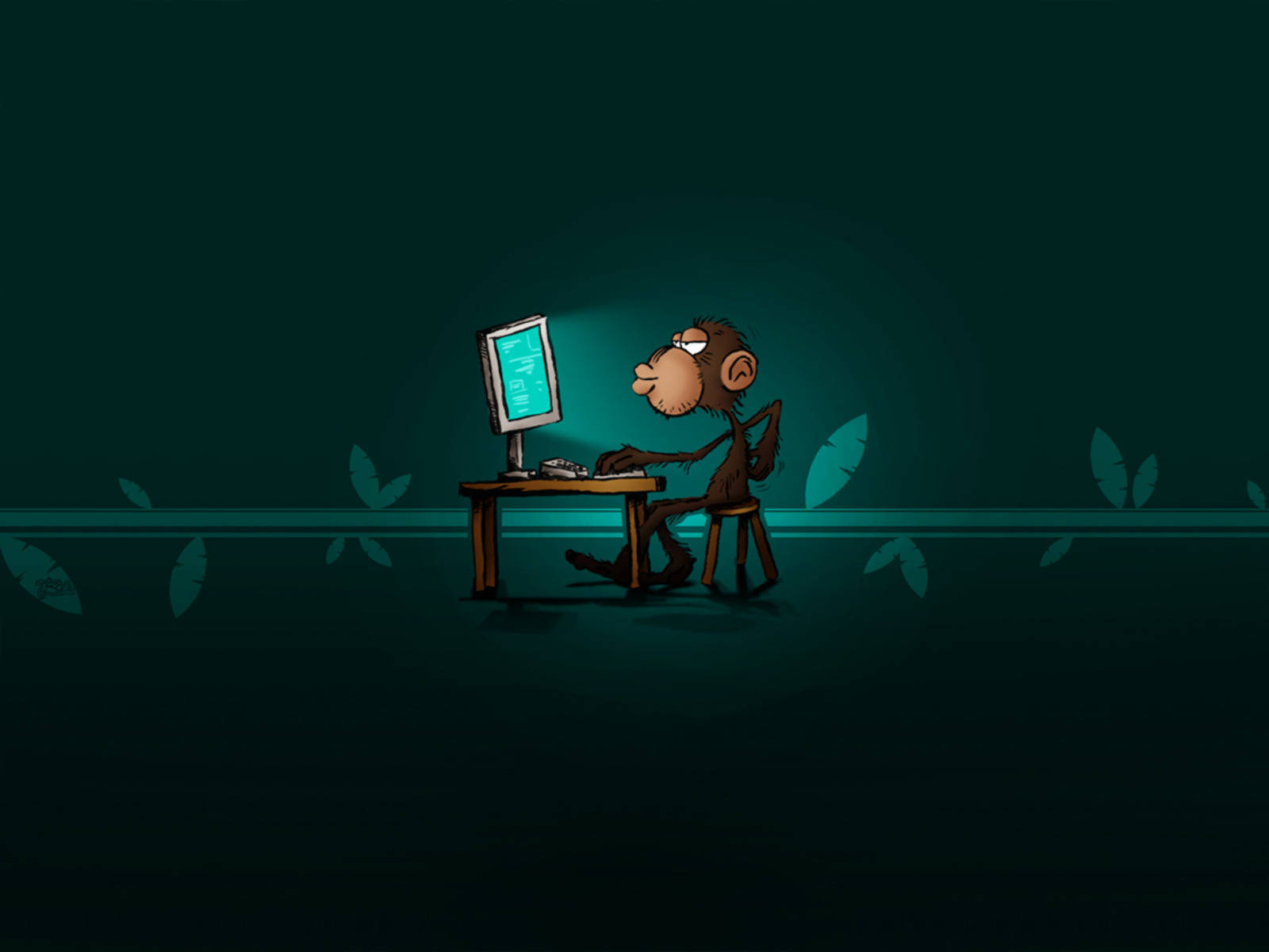 Monkey Doing Coding Wallpaper
