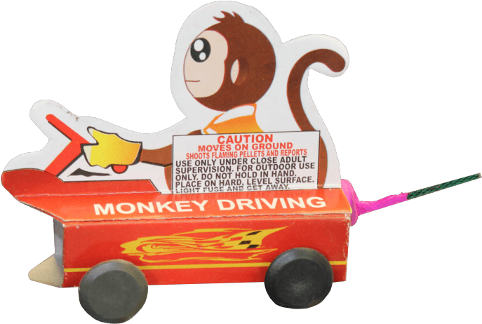 Monkey Driving Toy Car PNG