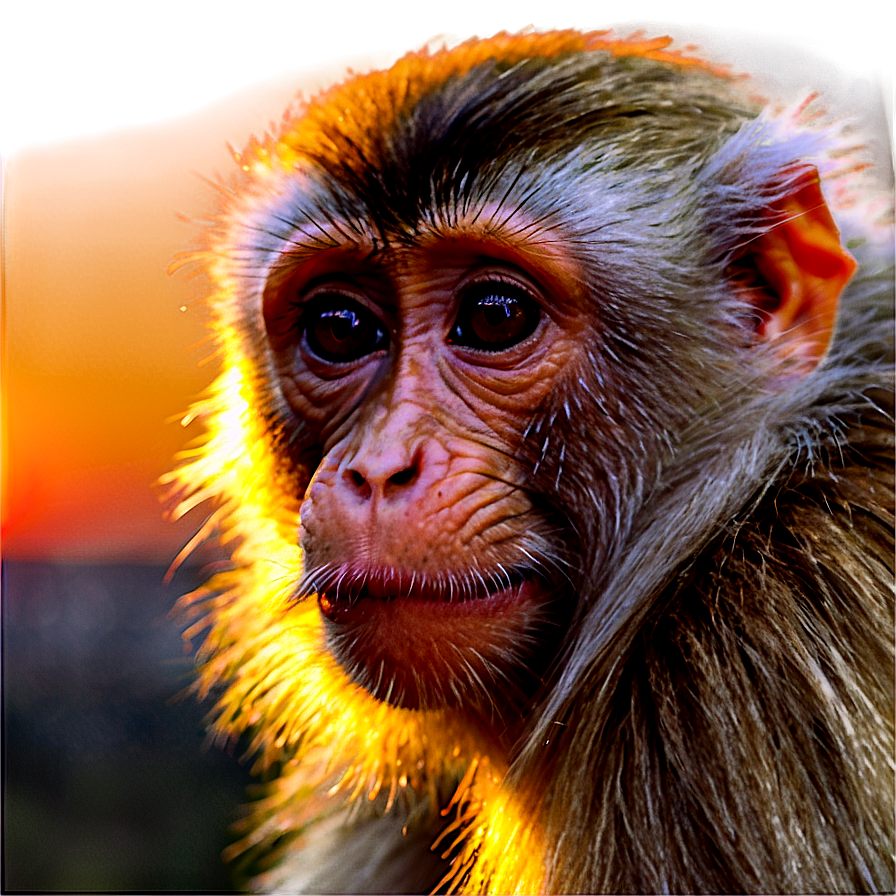 Monkey Face During Sunset Png 2 PNG