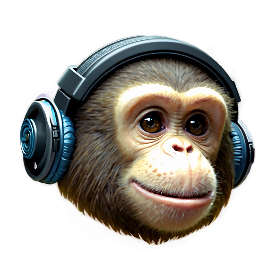 Monkey Face With Headphones Png 06272024 PNG