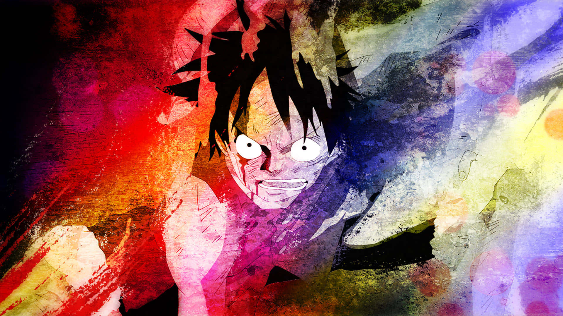 Vibrant Image of Monkey Luffy, The Pirate King - A Colorful Anime depiction Wallpaper