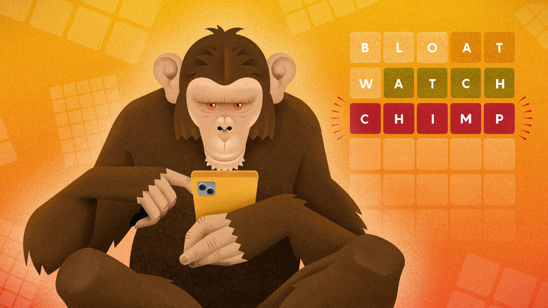 Monkey Playing Wordle Illustration Wallpaper