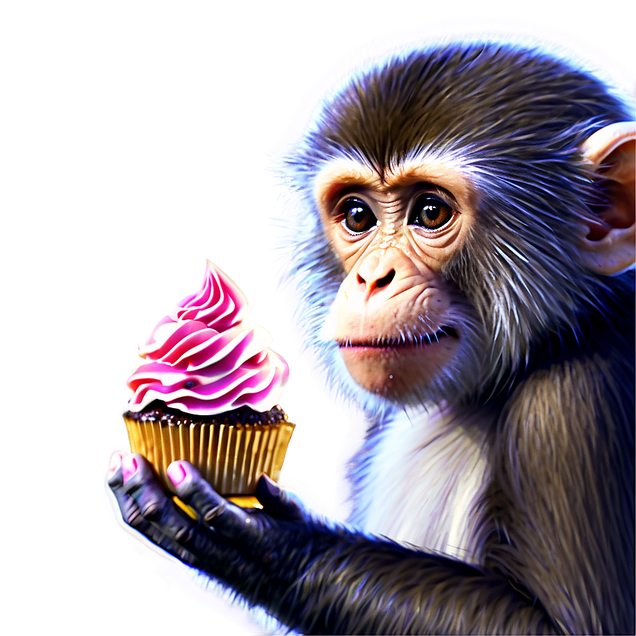 Download Monkey With Cupcake Png Bcg | Wallpapers.com