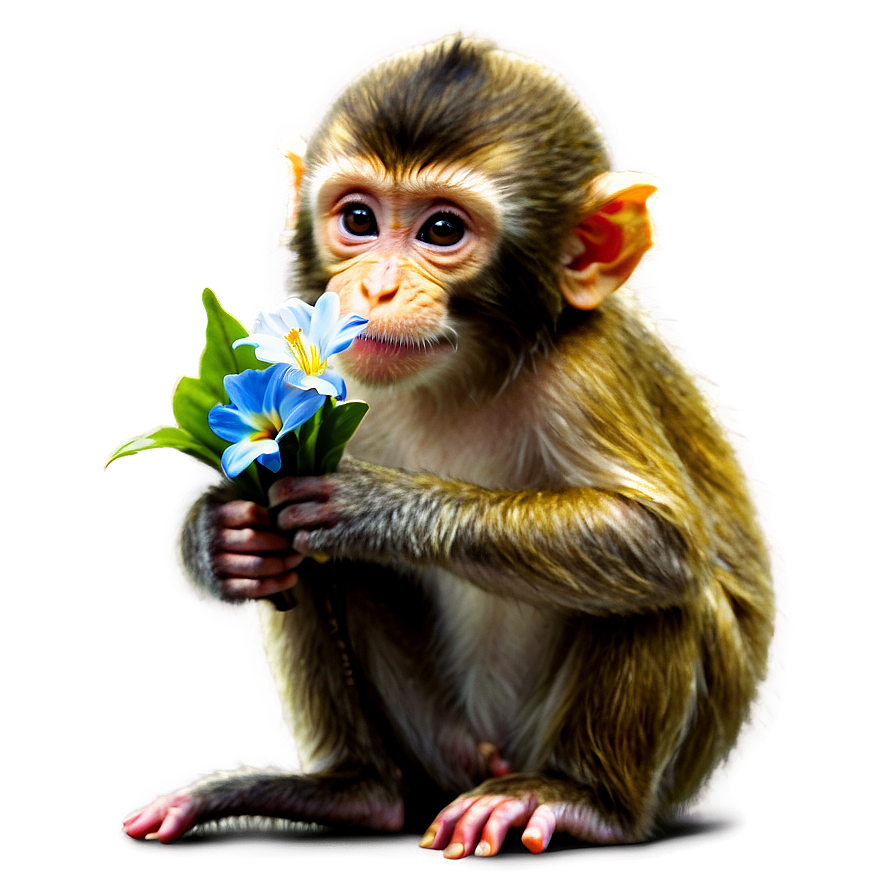 Monkey With Flowers Png 05042024 PNG