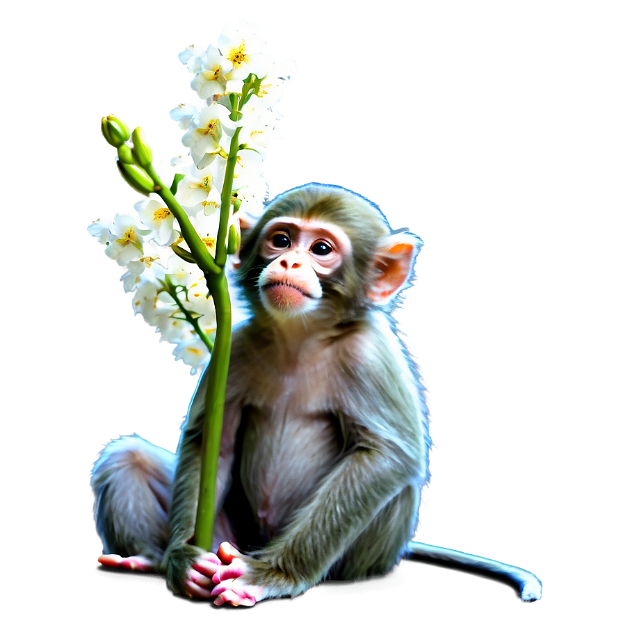 Monkey With Flowers Png 64 PNG