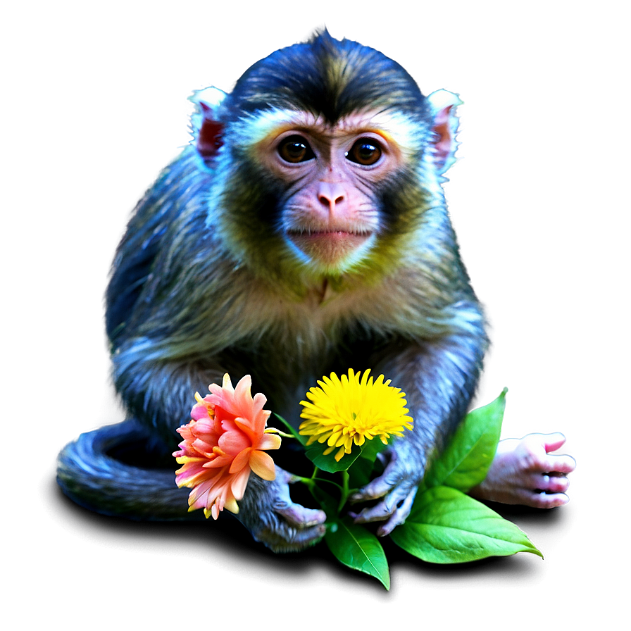 Monkey With Flowers Png Xbs PNG