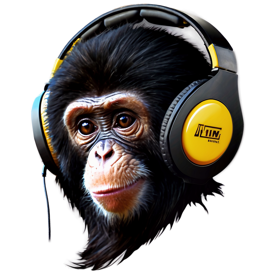 Download Monkey With Headphones Png 61 | Wallpapers.com