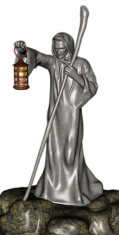 Monkwith Lantern Statue PNG