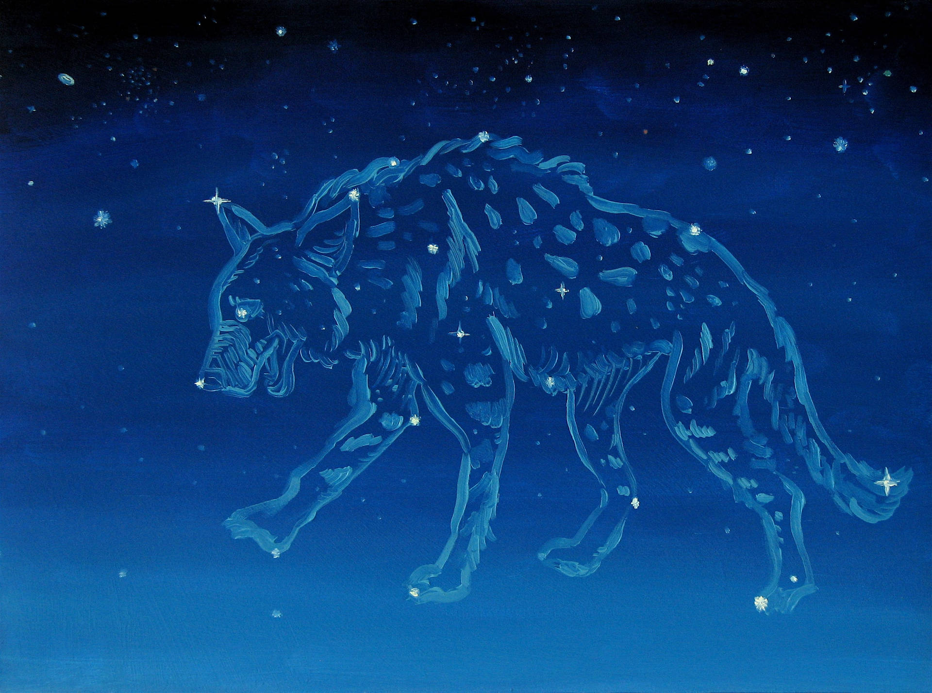Monochromatic Blue Wolf Wallpaper