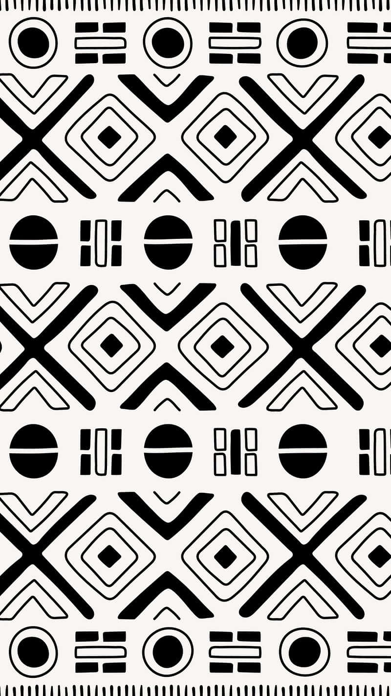 Monochrome African Print Pattern Wallpaper