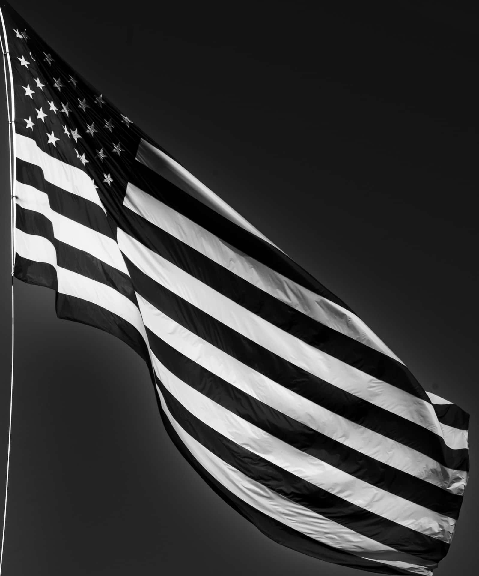 Monochrome American Flag Waving Wallpaper