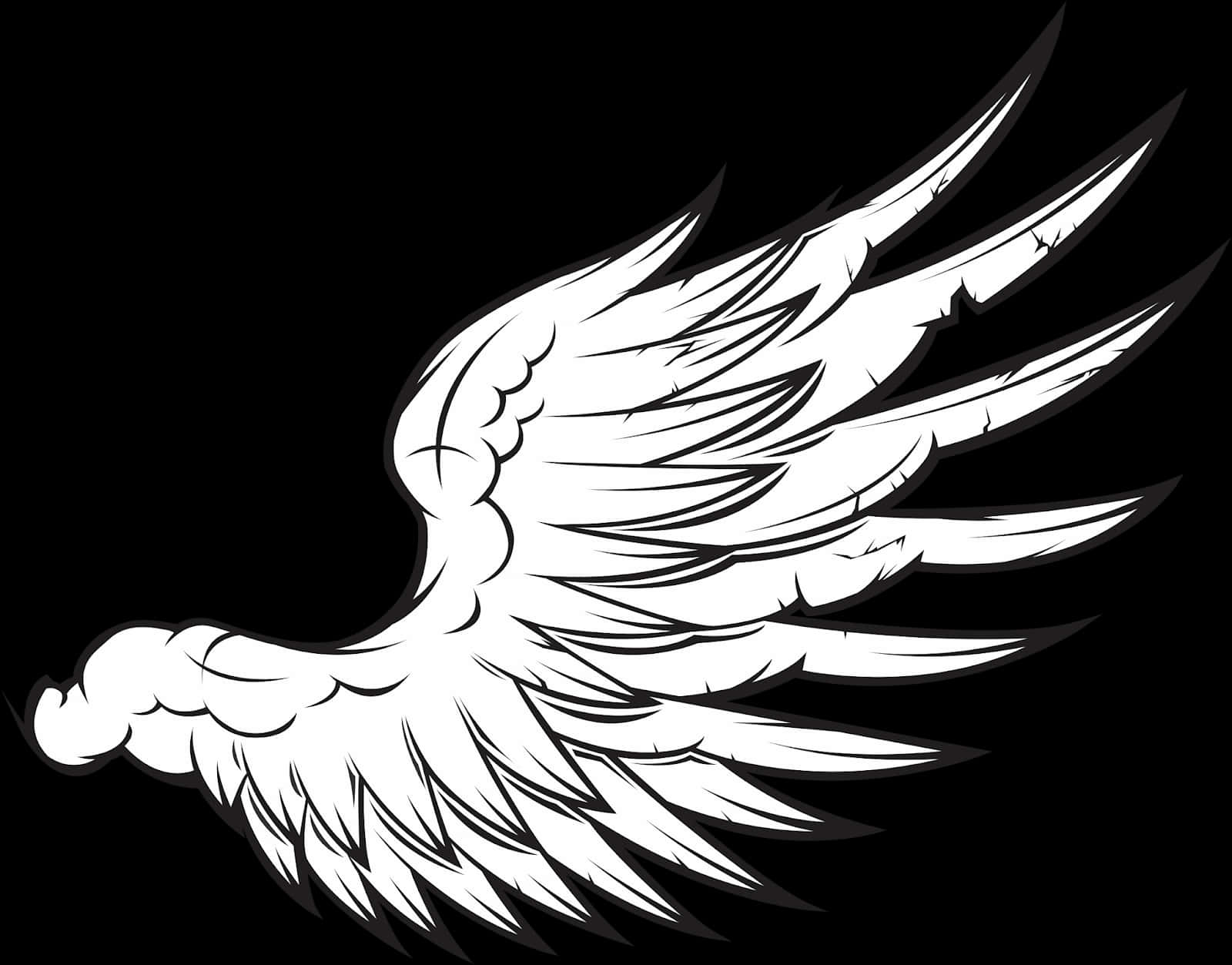 Monochrome Angel Wing PNG