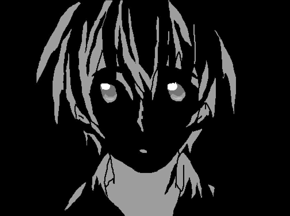 Monochrome Anime Boy Portrait PNG