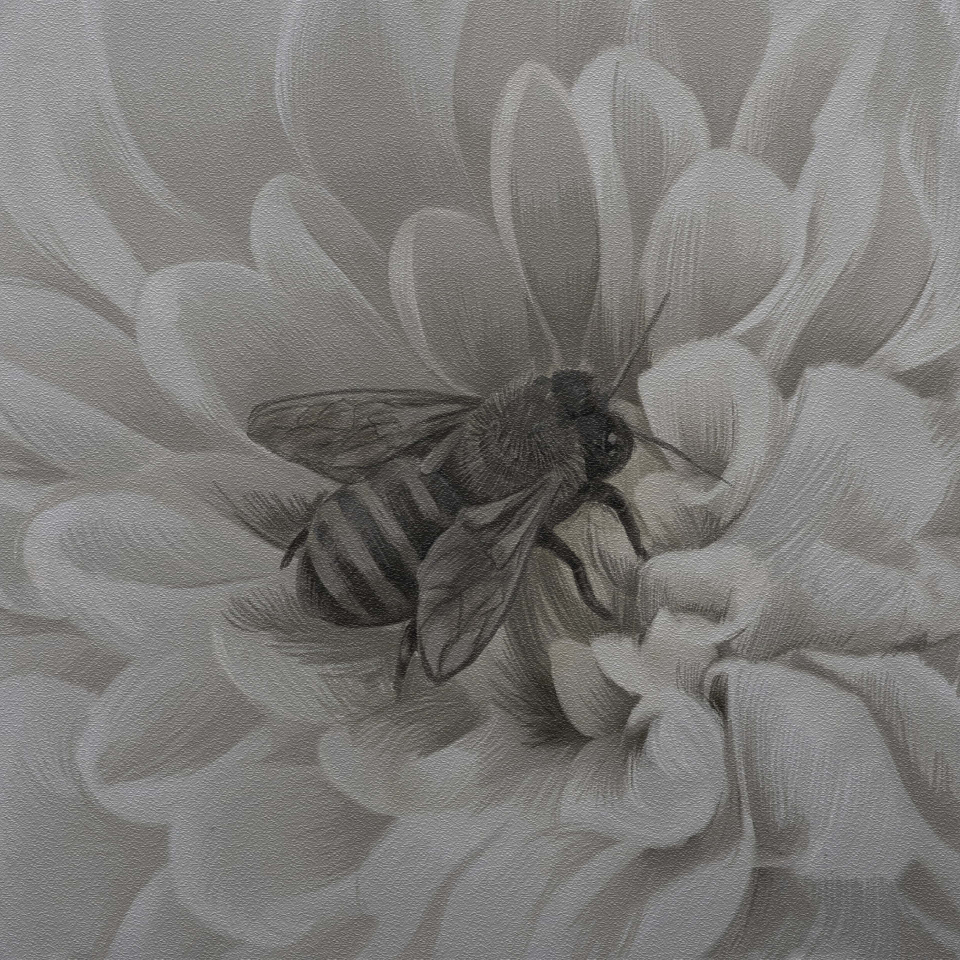 Monochrome Beeon Flower Artwork Wallpaper