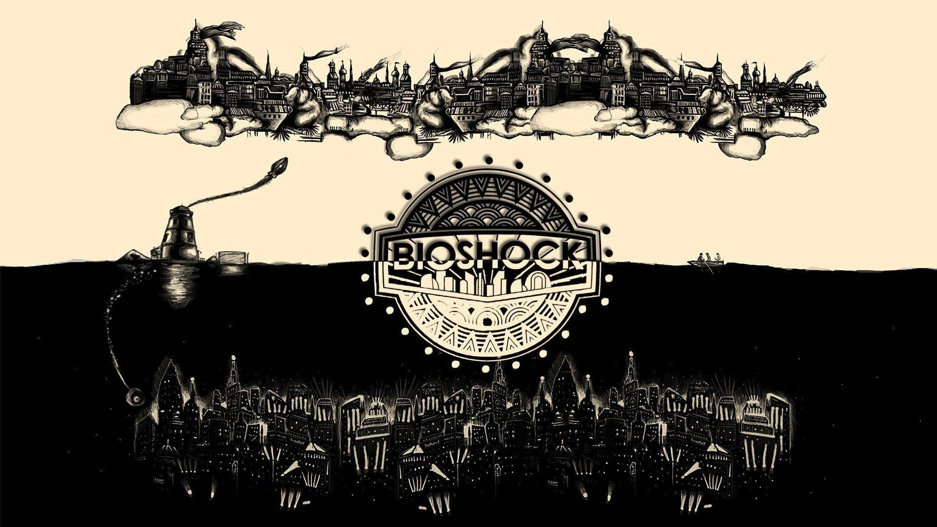 Monochrome BioShock Cities Art Wallpaper