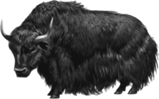 Monochrome Bison Illustration PNG