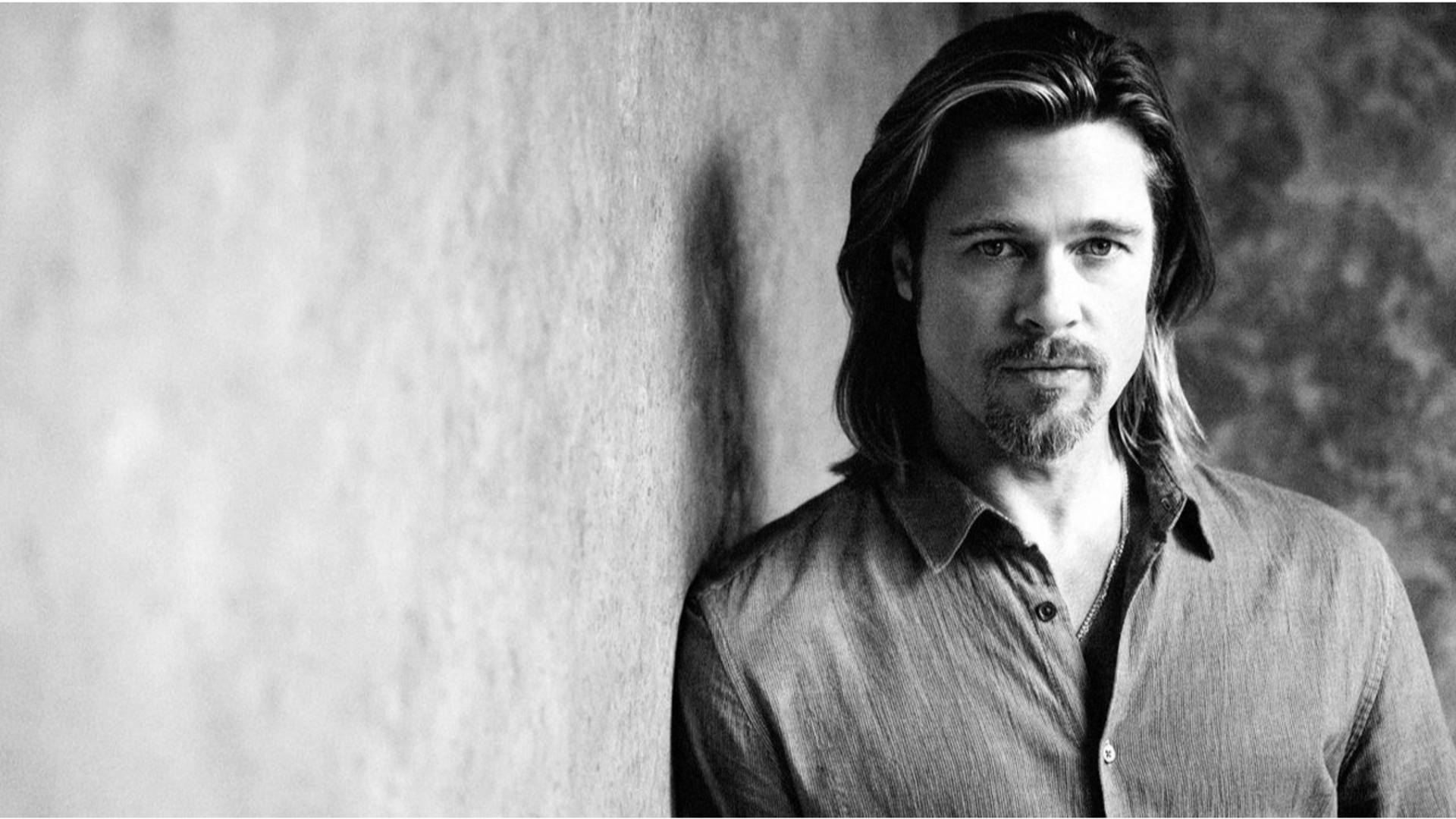 Monochrome Brad Pitt Long Hair