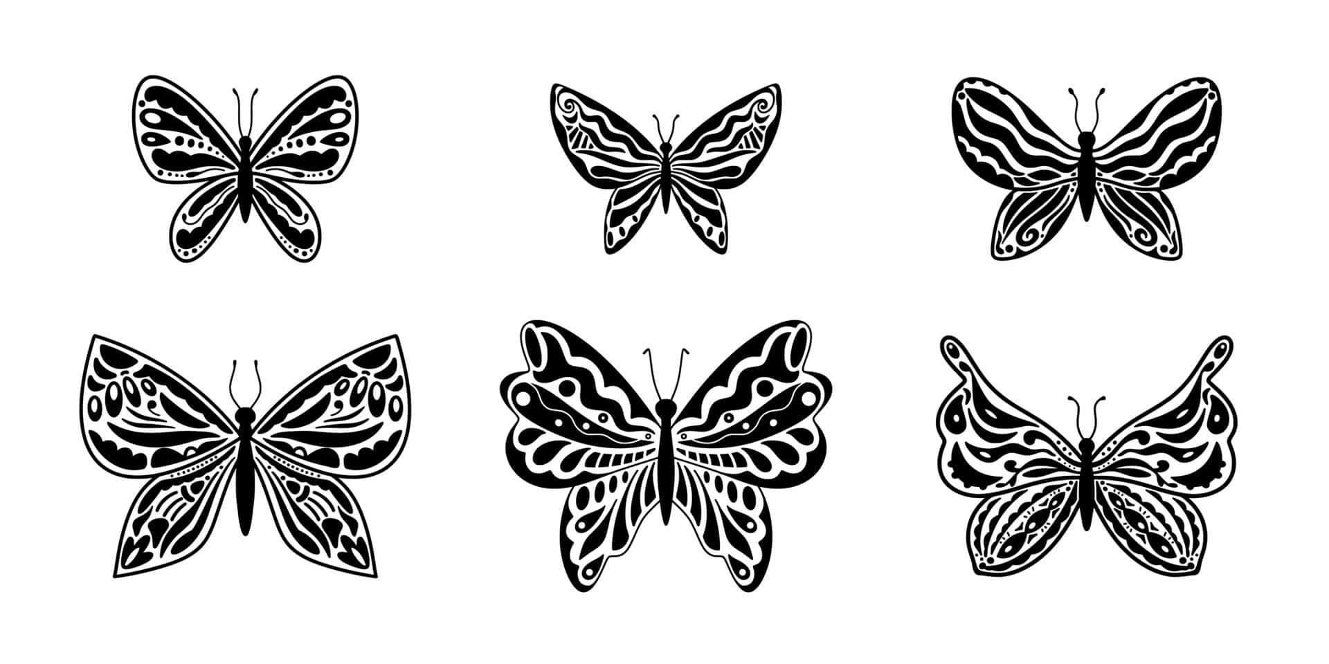 Monochrome Butterfly Collection Wallpaper