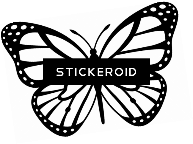 Monochrome Butterfly Graphic Stickeroid PNG