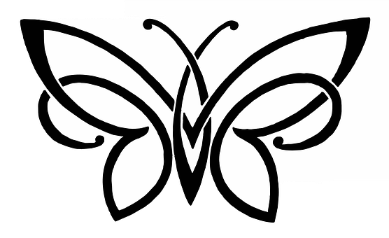 Monochrome Butterfly Silhouette PNG