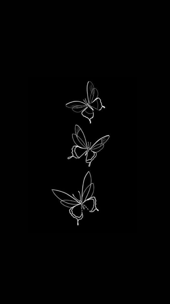 Monochrome Butterfly Trio Wallpaper