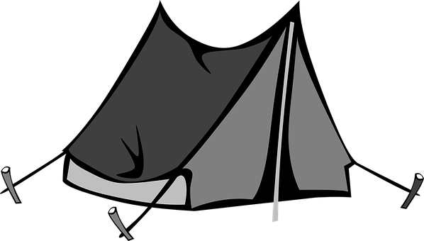 Monochrome Camping Tent Illustration PNG