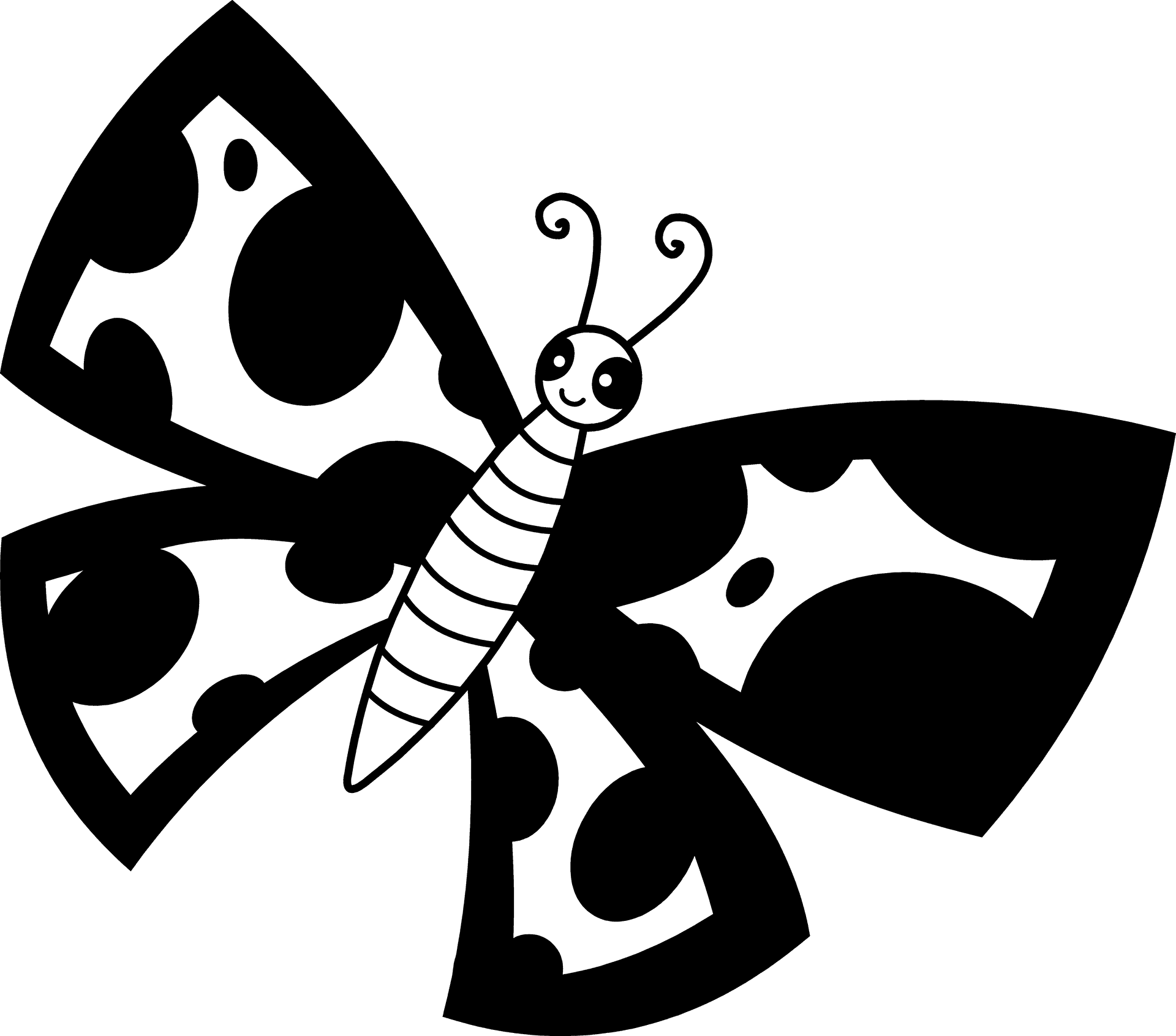 Monochrome Cartoon Butterfly PNG