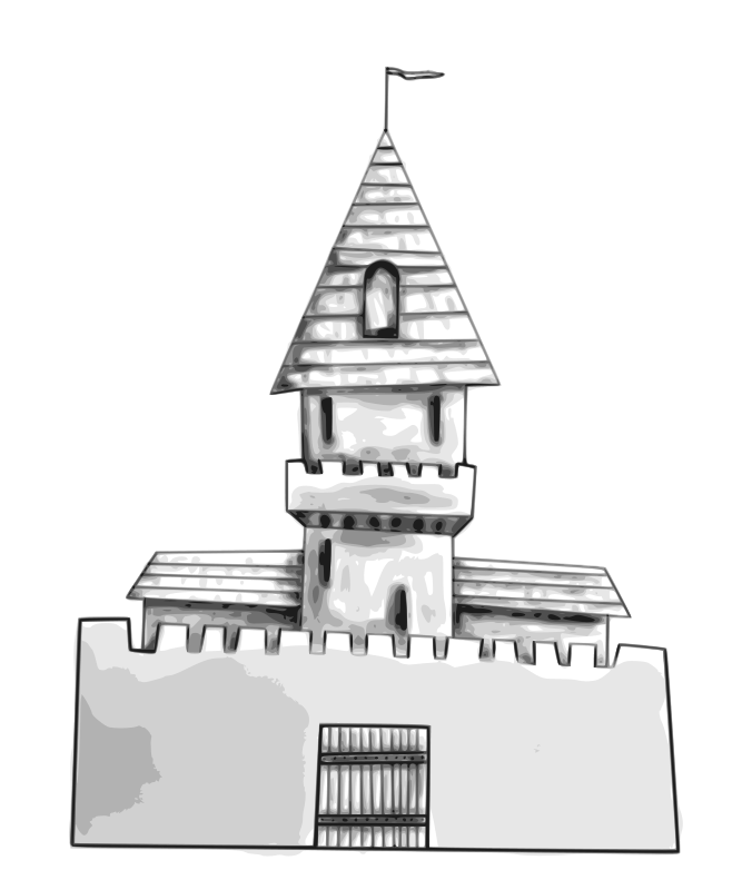 Monochrome Castle Illustration PNG